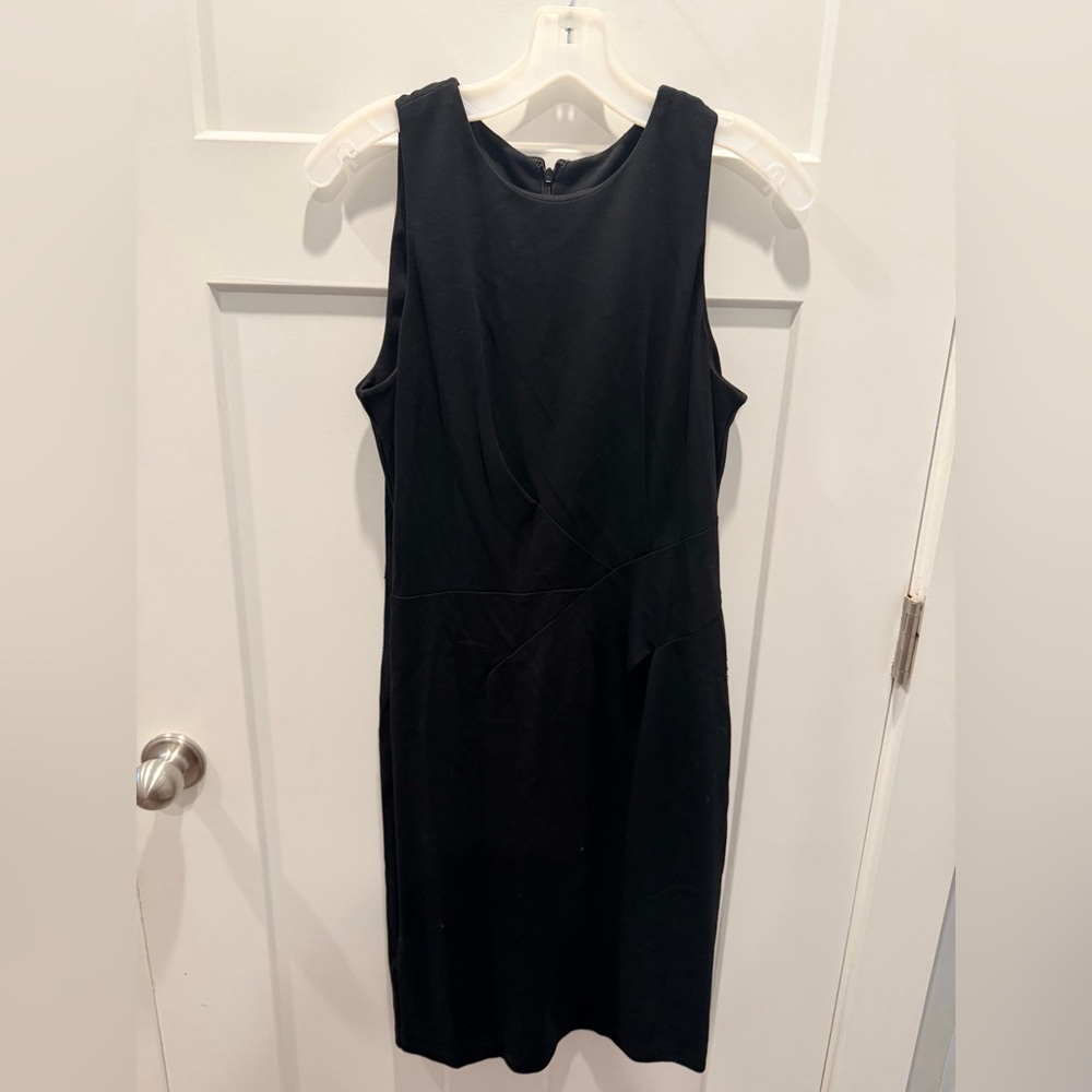 Ann Taylor Petite Black Sheath Dress 8P Sleeveless Career Work Stretch